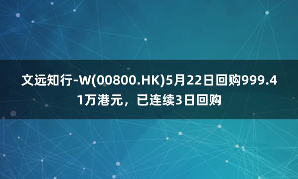 文远知行-W(00800.HK)5月22日回购999.41万港元，已连续3日回购