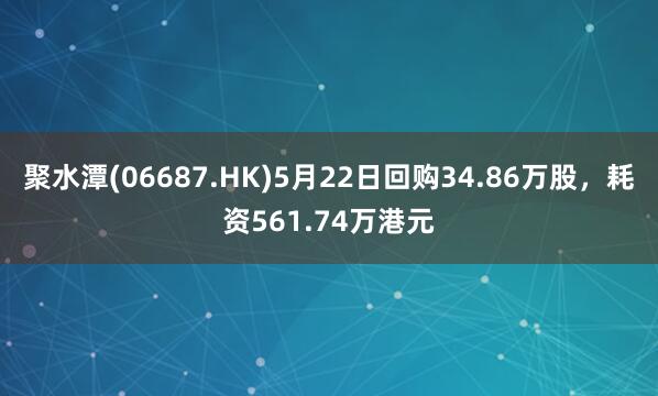聚水潭(06687.HK)5月22日回购34.86万股，耗资561.74万港元
