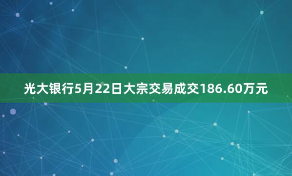 光大银行5月22日大宗交易成交186.60万元