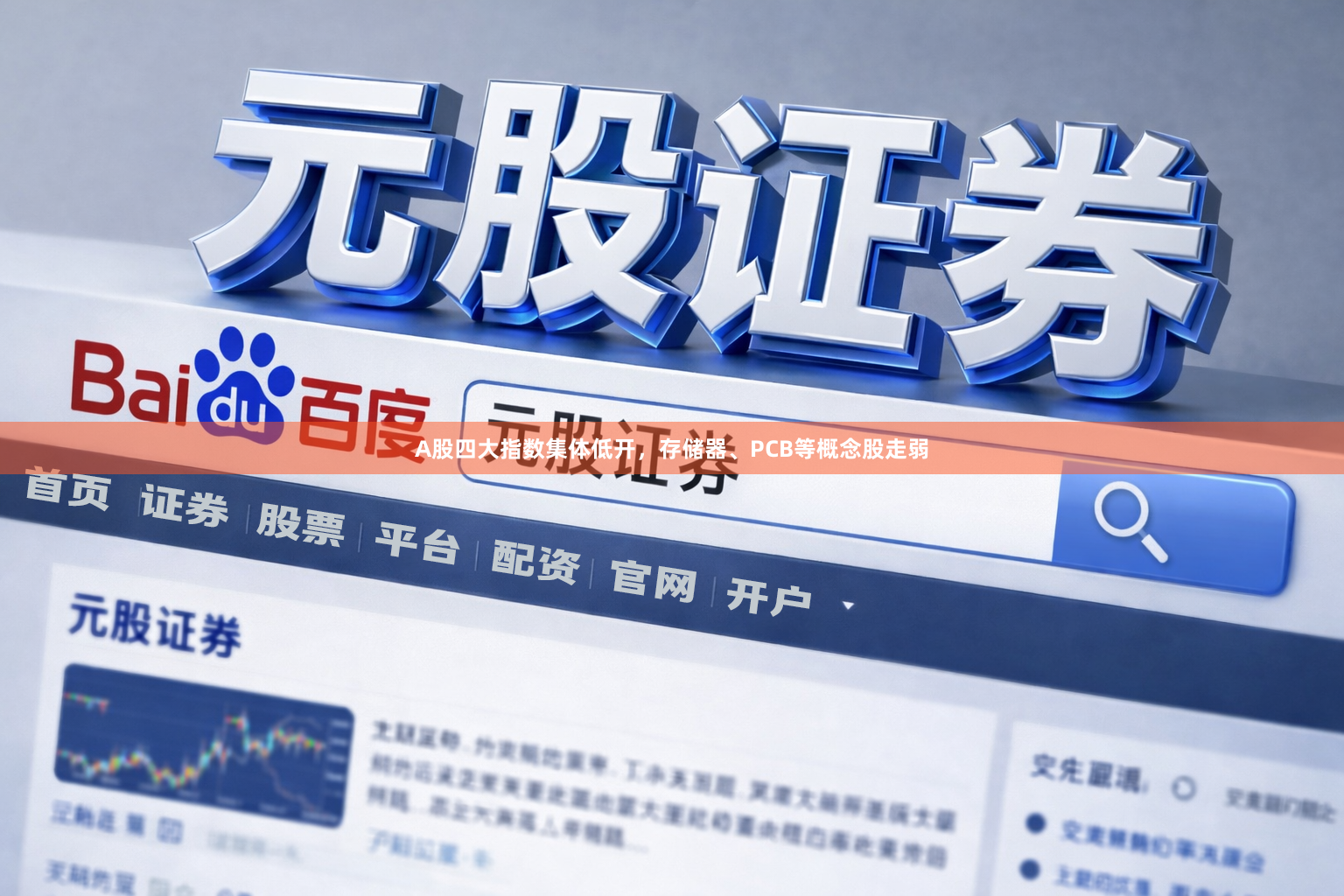 A股四大指数集体低开，存储器、PCB等概念股走弱