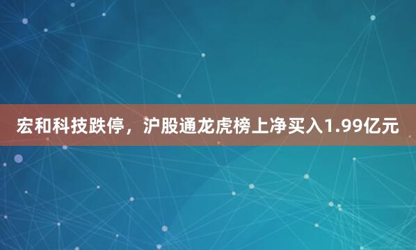 宏和科技跌停，沪股通龙虎榜上净买入1.99亿元