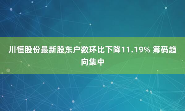 川恒股份最新股东户数环比下降11.19% 筹码趋向集中